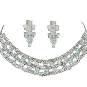 Necklace Jewellery Set for Women with Earrings for Wedding, Party, Engagements & Festivals (Multicolor Stone Choker Set)
