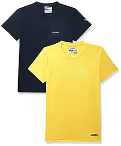 Charged Endure-003 Chameleon Spandex Knit Round Neck Sports T-Shirt Navy Size Small And Charged Pulse-006 Checker Knitt Round Neck Sports T-Shirt Yellow Size Small