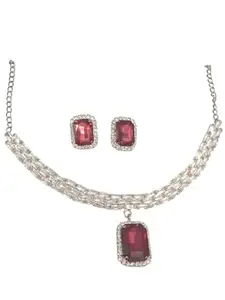 LIFERING Blue & White golden tonned necklace set for women,