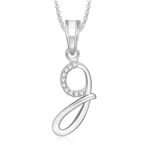 MEENAZ Fashion Jewellery Valentine Gifts Silver 'G' Letter Pendant Locket Alphabet with Chain for Men and Girl Unisex Couple Jewellery Necklace Set for women-PS453