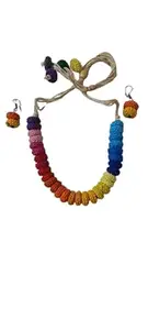 Mastani Jewellery By Clover Leaf Crochet Necklace with Colourful Matching Earrings. (MultiColour3)