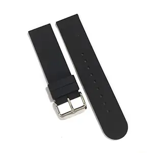 Ewatchaccessories 22mm Silicone Rubber Watch Band Strap Black Pin Buckle-B-160