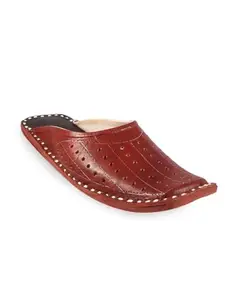 ANJANEYA Creations Men's Ethnic Leather Mule/DOLMA/Sleeper/Colour-Brown-11 (7)