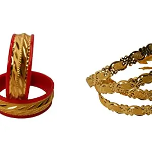 Generic Delicate Design Handcrafted Gold Plated Bangle Set for Women_Combobangle_50