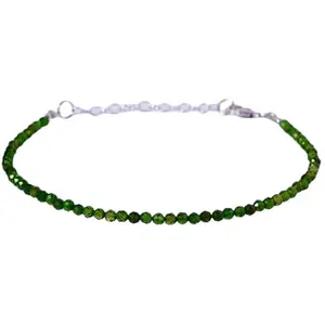 LKBEADS Chrome Diopside Bracelet with Silver Plated Clasp – 2mm Round Beads – Faceted Cut – 7 inch adjustable – Healing, Fashion, Gift, Spiritual, Yoga|LK_STACK_01966