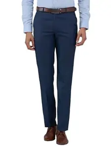 Park Avenue Men's Regular Fit Mid Rise Structure Pattern Poly Viscose Blend Flat Front Formal Trouser