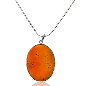 Reiki Crystal Products Carnelain Pendant Oval Shape Crystal Stone Pendant with Chain for Reiki Healing and Crystal Healing Stone Pendant Size 35-40 mm Approx (Color : Red/Orange)