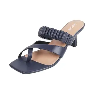 Mochi Women Blue Kitten Heel Fashion Slip-on Sandal UK/4 EU/37 (40-159)