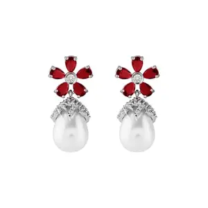 Teejh Almaz Silver and Red Earring