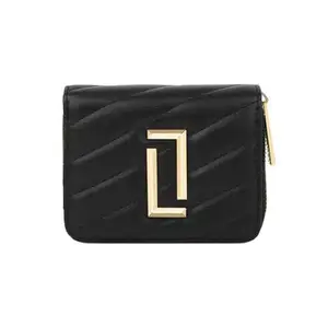 Lavie Zipper Diagonal PU Women's Casual Wear Wallet (Black, Small)