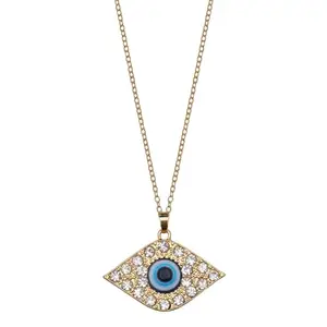 KRELIN Fashion Rhinestone Evil Eye Necklace Gold Eye Pendant Necklace Paved Eye Choker Necklace Vintage Blue Turquoise Necklace Chain Jewelry for Women and Girls