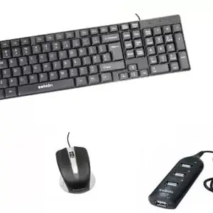 zebion k200 USB Wired Keyboard Plug and Play The Standard Keyboard with Rocky USB Mouse with Latest Optical Technology, 800 DPI Resolution, Ergonomic Design with Pronto 101 USB hub