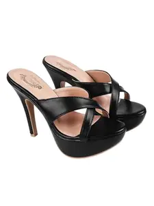 Shoetopia womens KDR Black Heeled Sandal - 8 UK (KDR-Black)