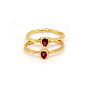 GRESHA Gold Plated Bridal Jewellery of Traditional Ethnic Adjustable Toe Rings for Girls and Women