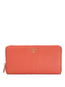 Da Milano Genuine Leather Orange Zip Around Womens Wallet (10072OL)