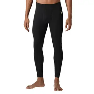U.S. Polo Assn. Men Mid Rise Snug Fit Solid I653 Thermal Pants (BLACK L)