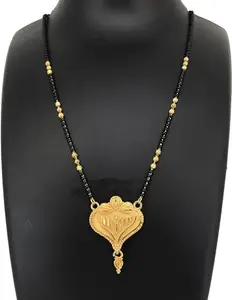 One Gram Gold Jewelry's Brass Mangalsutra Pendant Tanmaniya Black Bead(18 Inch) Brass Mangalsutra hA_SM 862 18''
