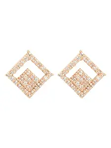 I Jewels Valentines Special Stylish Latest Fashion Rose Gold Plated Studs Earrings for women