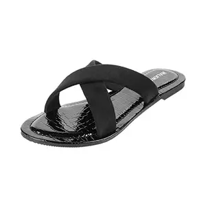 Walkway Womens Synthetic Black Slippers (Size (6 UK (39 EU))