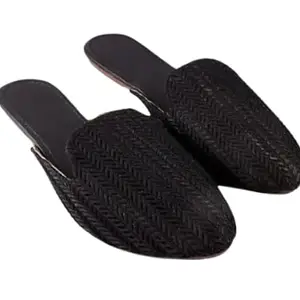 Textured Knit House Slippers, (Black, UK Footwear Size System, Adult, Women, Numeric, Medium, 7)