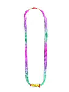Traditional Nepali Rainbow color Hydro Pote Small Tilhari, Multi-Strand Beaded Necklace, Purple Pink Green Ombre, Gold-Tone Accent, Fashion Jewellery