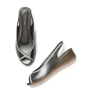 Marc Loire Womens Open Toe Block Heel Sandals, Gun Metal - 5 Uk