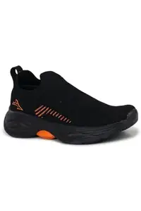 ABROS Voguex Running Sports Shoes Breathable Upper Mesh with Eva Sole Memory Foam Insole Casual Walking & Gym Shoes for Womens(Black/Orange 5)