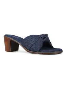 Inc.5 Womens Navy Solid Round Toe Block Heel Mules