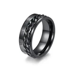 MEENAZ Rings for Men Boyfriend gents friends girls mens Black rings for men Black diamond Chain Ring for Boys Chain Stainless Steel finger Rings Stylish Fashion thumb band Valentine gifts Combo 495_20