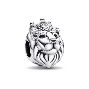 Bling Queen 925 Silver Lion Pendant Charm Bead for Bracelet Necklace DIY Jewelry