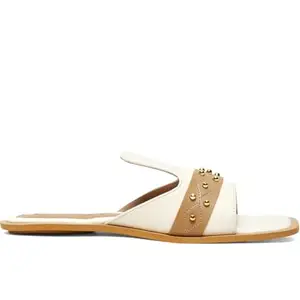 LOUIS STITCH Women’s Fashion Flat Slip-On Sandals | Open Toe White Stylish Flat Slipper for Ladies, Comfortable All Day Wear Slipper (LSOF-LDSL-BDPWH) (UK-5)