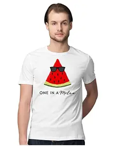 ALLEN BLACK Men's Regular Fit T-Shirt You're One in A 'Melon' - Cool Watermelon 100% Cotton T-Shirt White_YONIAXMMEN-White S Men Round_