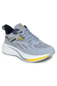 ABROS Renon-On Running Sports Shoes Breathable Upper Fly-Knit Phylon Sole Memory Foam Insole Casual Walking & Gym Shoes for Mens(Eng.Grey/Navy 8)