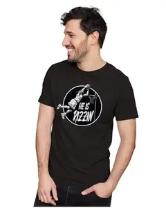 ALLEN BLACK Men's & Women's Regular Fit T-Shirt He is Rizzin - Jesus Playing Basketball 100% Cotton Unise T-Shirt Black_BASKET10-Black XL Men Round_
