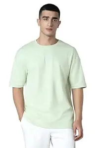 Reebok Men's Cotton Poly Casual Oversized T-Shirt - Soft Breathable Loose Fit Half Sleeve Tee | Round Neck Tshirt
