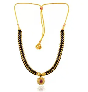 Heer Collection Wedding Maharashtrian Kolhapuri Thushi Saaj Black Mooti Pendant Thushi Mangalsutra Pendant Locket Necklace Set Jewellery-811-Thushi Necklace