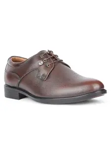 Liberty Healers S201-05 Formal Lace Ups Derby Shoes for Men | Leather Insole | TPR Sole | Drymill Leather Upper | Lightweight & Comfortable | Modern Design (Brown - 43 EU)