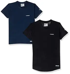 Charged Active-001 Camo Jacquard Round Neck Sports T-Shirt Black Size Xs And Charged Endure-003 Chameleon Spandex Knit Round Neck Sports T-Shirt Navy Size Xs