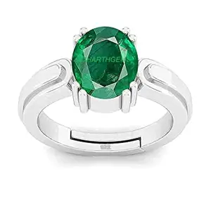 Akshita gems 8.25 Ratti Certified Precious Emerald Ring Adjustable Panna Gemstone Astrological Purpose for Men and Women