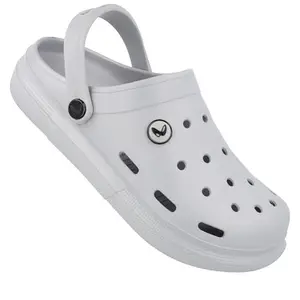 WALKAROO Men's Trendy EVA Clogs Stylish Casual Slip On Lightweight Comfortable Footwear WC4843 Light Grey