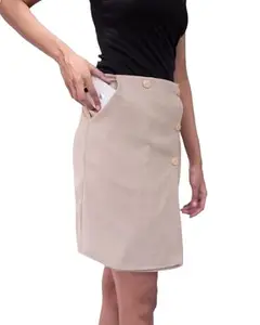 Women Solid Pure Denim Skirt with Regular Length and Slim fit for Women,Size XL Beige