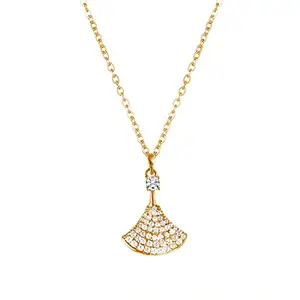 Peora Gold Plated Cubic Zirconia Studded Pendant Chain Necklace Set Fashion Jewellery for Women & Girls