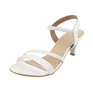 Metro Women's White Faux Leather Fashion Heel Sandals UK/6 EU/39 (40-2348)