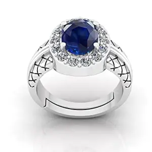 SIDHARTH GEMS 6.25 Ratti 5.00 Carat Natural Blue Sapphire Silver Panchdhatu Adjustable Neelam Ring Lab Certified