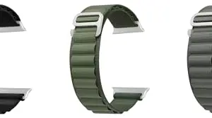 ACM Pack of 3 Watch Strap Slide Nylon Loop compatible with Pebble Zest Smartwatch Sports Hook Band (Black/Green/Grey)