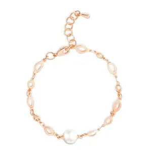 MINUTIAE Stylish Gold Pearl Plated Link Bracelet Hand Chian For Women And Girls