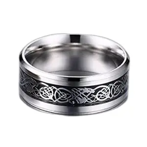 Heer Collection Dragon Black Blue Gold Silver Red Finger Ring - Thumb Ring Valentine gift For Boy & Girl (332-BlackSilverDragonRing(Size-19)(M:01))