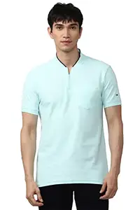 Peter England Men's Slim T-Shirt (PCKWSSGF975107_Light Blue M)