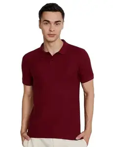 Amazon Brand - Symbol Men's Cotton Rich Textured Polo Tshirts | Collar Plain Tshirts | Half Sleeves - Regular Fit (Available in Plus Sizes)