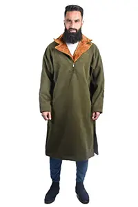 Modest Attires Regular Fit Fleece Blazer Mens Koshur Pheran, Coat Collar Furr Phiran, Outdoor & Casual pheran, Traditional Kashmiri pheran (Olive Furr Wadoo, XL)